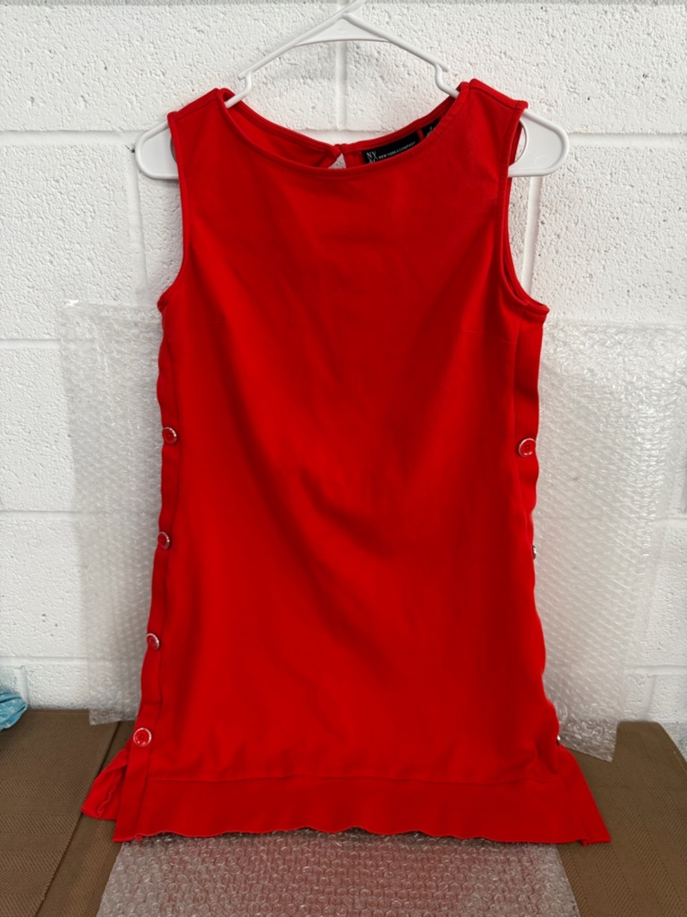 New York & Company Red Sleeveless Dress with Side Ring Accents